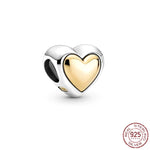 Pandora Bracelet Original Heart-Shaped Fit 925 Sterling Silver Golden