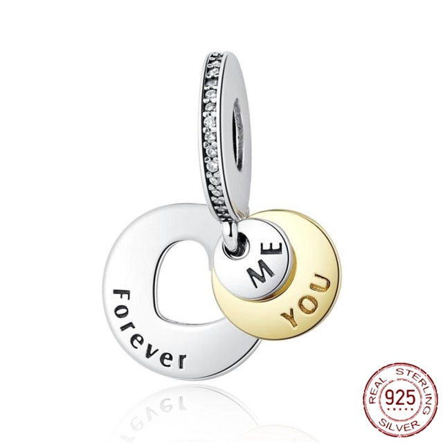 Pandora Bracelet Original Heart-Shaped Fit 925 Sterling Silver Golden