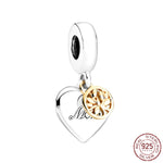 Pandora Bracelet Original Heart-Shaped Fit 925 Sterling Silver Golden