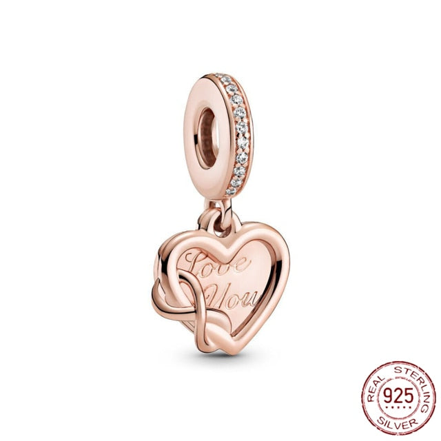 Pandora Bracelet Original Heart-Shaped Fit 925 Sterling Silver Golden