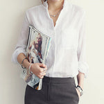 Chemisier Femme Women Tops Fashion Summer Linen White Shirt Women Long Sleeve Blouse