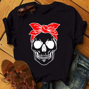 Women T-shirt  Skull Deer Turban T-shirt Clothes Short Sleeve Graphic T-shirt Tops