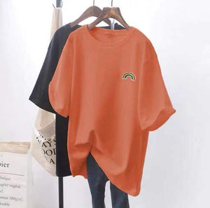 Women Fashion Clothing Short Sleeve O-neck Tees Unisex Teenagers Leisure