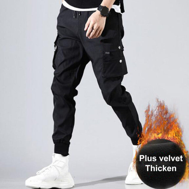 Men Pants Hip Hop Pants New Male Trousers Men Solid Multi-pocket Cargo Pants Skinny Fit Sweatpants