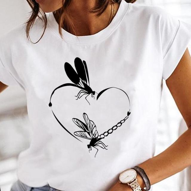 Women Print Clothes Watercolor Tops Tee Tshirt Fashion Print Cartoon O-neck Ladies T-Shirt