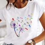 Women Print Clothes Watercolor Tops Tee Tshirt Fashion Print Cartoon O-neck Ladies T-Shirt