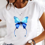 Women Print Clothes Watercolor Tops Tee Tshirt Fashion Print Cartoon O-neck Ladies T-Shirt