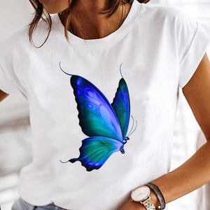 Women Print Clothes Watercolor Tops Tee Tshirt Fashion Print Cartoon O-neck Ladies T-Shirt