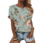 Sexy Fashion Ladies T-shirt New Summer Loose Women Floral Print