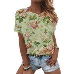 Sexy Fashion Ladies T-shirt New Summer Loose Women Floral Print