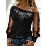 Blouse Women Lace Long Sleeve Shirts Ladies Casual Blouses Turn Down Collar Slim Shirt Tops fashion