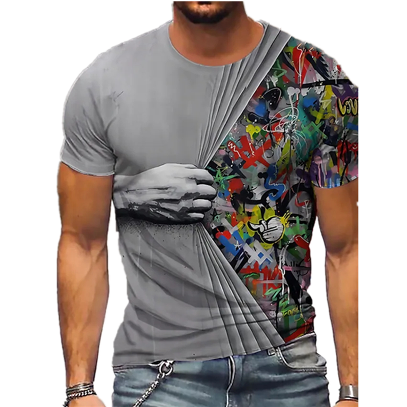 Black Soul Street Men T-shirt Ghost Claw Summer Short Sleeve 3D Printing Fashion Loose Top