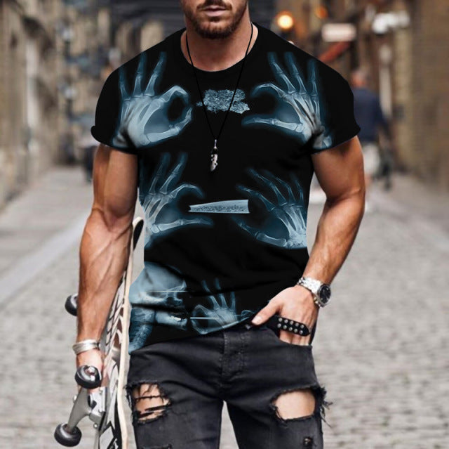 Black Soul Street Men T-shirt Ghost Claw Summer Short Sleeve 3D Printing Fashion Loose Top