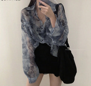 Shirts Women Fashion Tie Dye Top New Korean Loose Casual Clothes