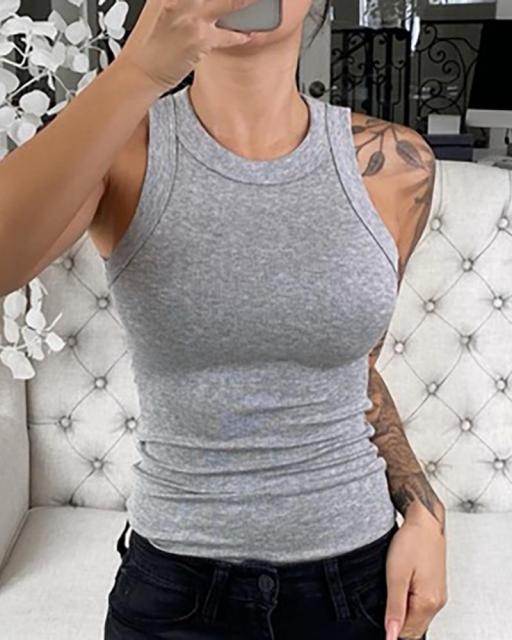 White Women Tank Top Sexy Elastic O Neck Off Shouler Casual Summer Tank Tops Female