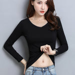 New Women Cotton T-shirt Summer Casual Elasticity Short-sleeve V-neck Slim Bottom T-shirt Girl