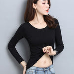 New Women Cotton T-shirt Summer Casual Elasticity Short-sleeve V-neck Slim Bottom T-shirt Girl