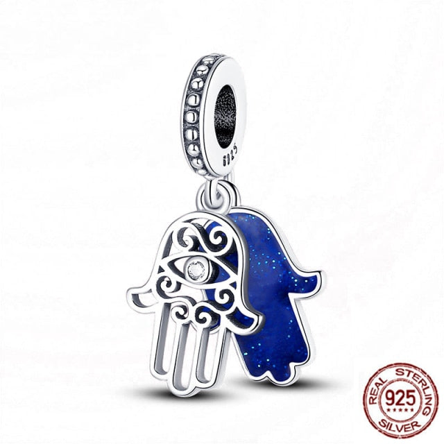 Pandora charm Blue astronaut Charm Bracelet Necklace Women Jewelry 925 Sterling Silver