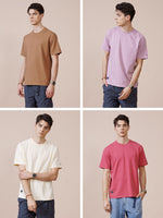 Summer New 100% Cotton Fabric T-shirt Men High Quality Solid Color Drop Sleeve Tshirts