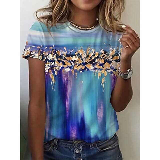 Sexy Fashion Ladies T-shirt New Summer Loose Women Floral Print