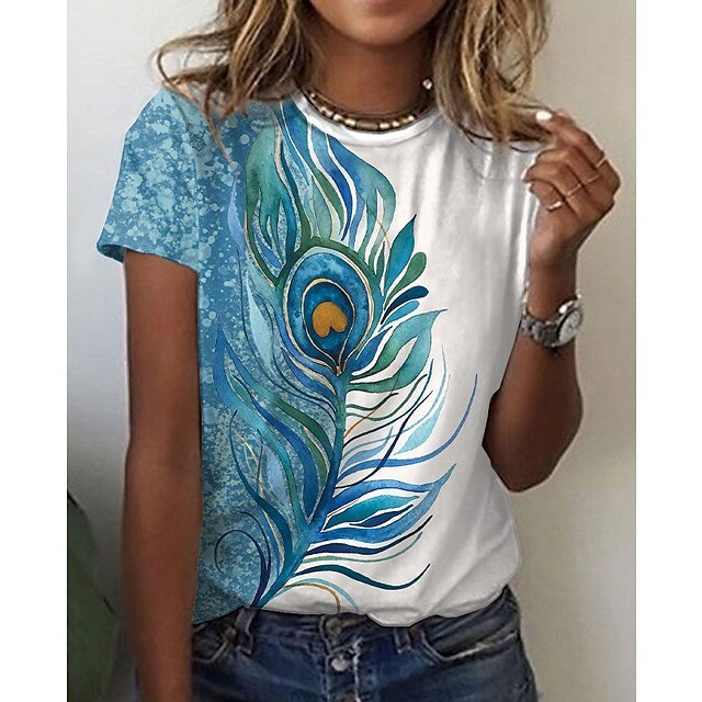 Sexy Fashion Ladies T-shirt New Summer Loose Women Floral Print