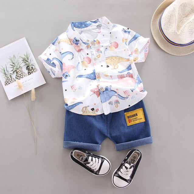 Baby Boys Girls Clothes Clothing Sets Kids Children Boy T-shirts + Pants Suits Summer Toddler