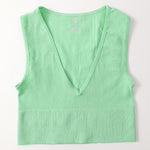 Vintage Crop Top Women Seamless Underwear Sexy Female Tanks Vest Deep V Neck Summer