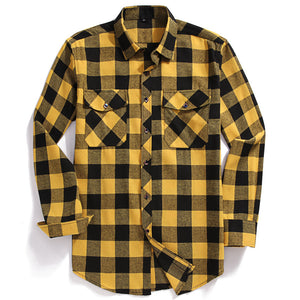 2022 New Men Casual Plaid Flannel Shirt Long-Sleeved