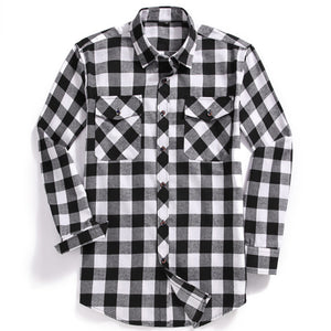 2022 New Men Casual Plaid Flannel Shirt Long-Sleeved