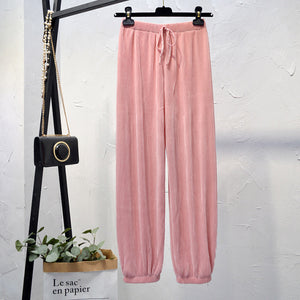 Plaid pants women summer high-waisted loose-fitting straight trousers drooping tug pants casual pants