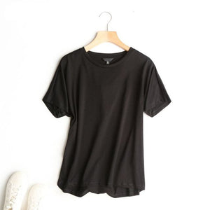 women khaki basic cotton T shirt short sleeve O neck tees ladies casual tee shirt street wear top