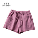 Cotton Linen Shorts Woman Basic Short Pants Mini Trousers High Waist Bottom for Teen Girls Summer Plus