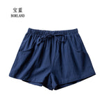 Cotton Linen Shorts Woman Basic Short Pants Mini Trousers High Waist Bottom for Teen Girls Summer Plus