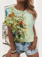 Sunflower Women floral print T-shirts, round neck T-shirts and Floral print, women T-shirts