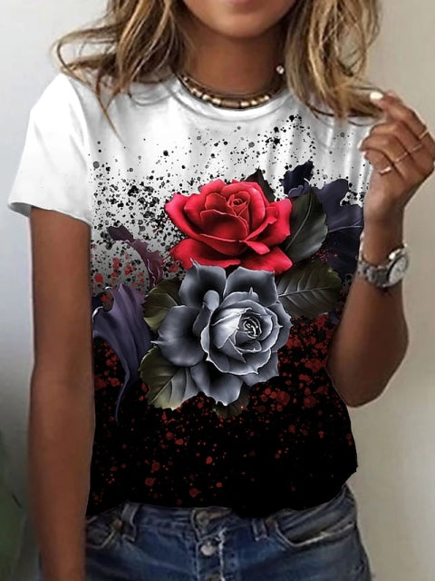 Sunflower Women floral print T-shirts, round neck T-shirts and Floral print, women T-shirts