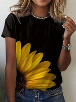 Sunflower Women floral print T-shirts, round neck T-shirts and Floral print, women T-shirts