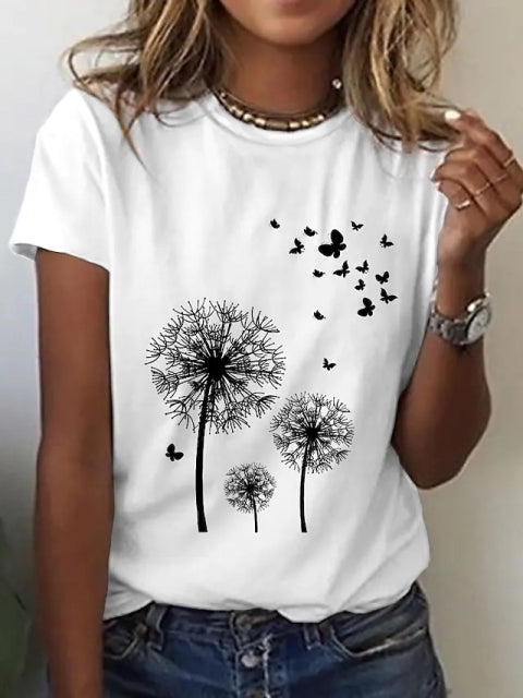 Sunflower Women floral print T-shirts, round neck T-shirts and Floral print, women T-shirts