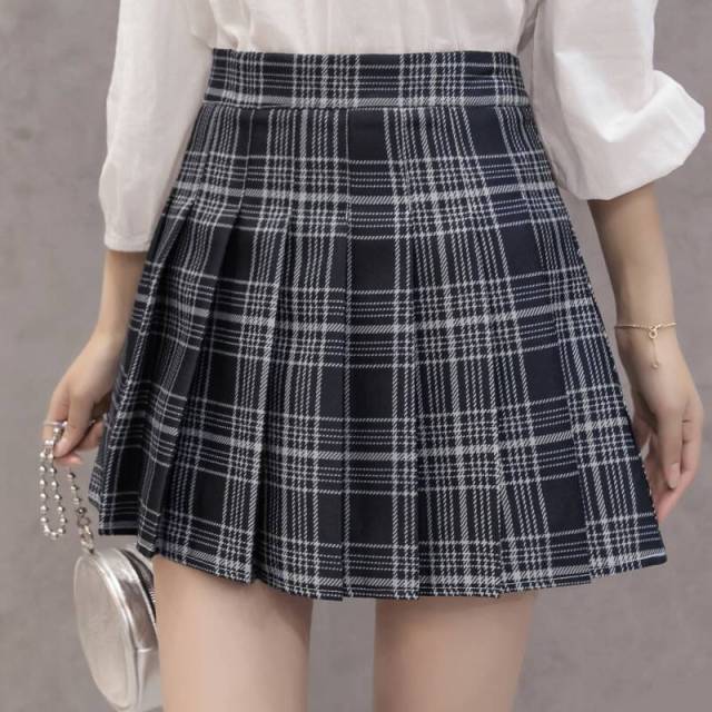 Women Skirt Shorts High Waist A-line Student Plaid Pleated Skirts for Women Clothes