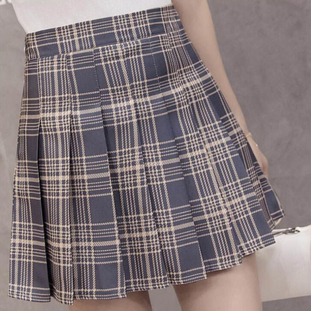 Women Skirt Shorts High Waist A-line Student Plaid Pleated Skirts for Women Clothes