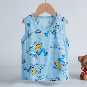 Children Summer Tops Sleeveless Cartoon Breathable 100% Cotton Clothes for Kids