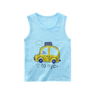 Children Summer Tops Sleeveless Cartoon Breathable 100% Cotton Clothes for Kids