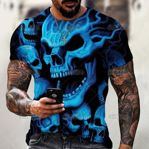 Summer Horror Skull 3D Print T Shirt For Men Tops Tees Men Clothing