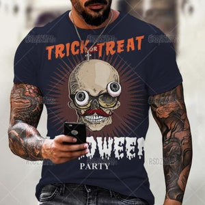 Summer Horror Skull 3D Print T Shirt For Men Tops Tees Men Clothing