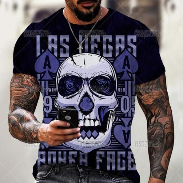 Summer Horror Skull 3D Print T Shirt For Men Tops Tees Men Clothing