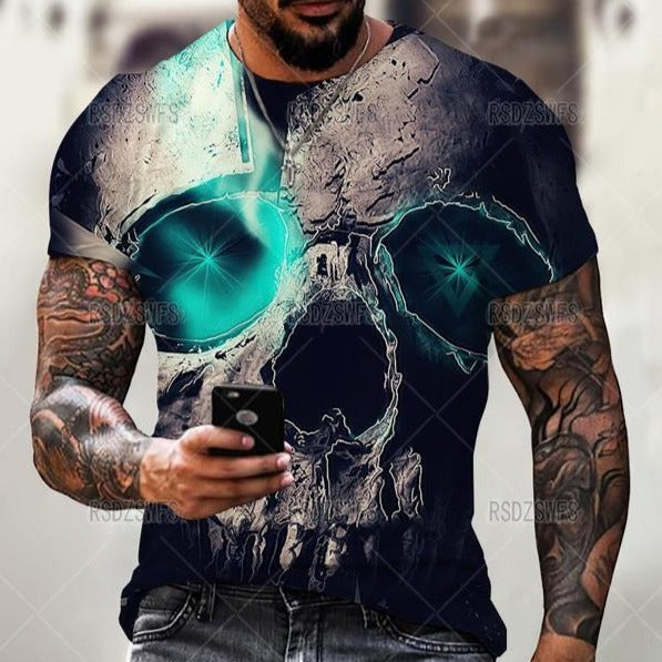 Summer Horror Skull 3D Print T Shirt For Men Tops Tees Men Clothing