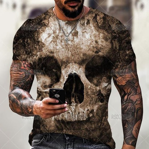 Summer Horror Skull 3D Print T Shirt For Men Tops Tees Men Clothing