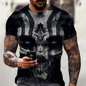 Summer Horror Skull 3D Print T Shirt For Men Tops Tees Men Clothing