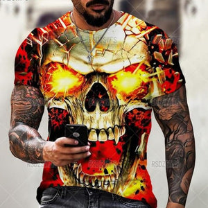 Summer Horror Skull 3D Print T Shirt For Men Tops Tees Men Clothing