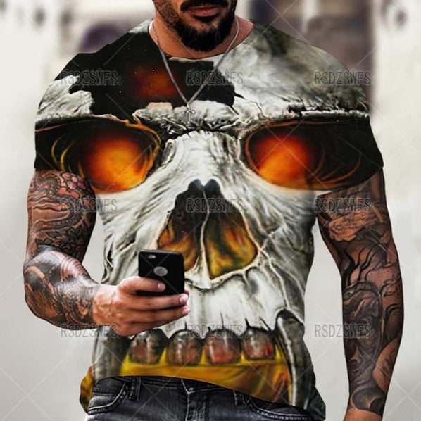 Summer Horror Skull 3D Print T Shirt For Men Tops Tees Men Clothing