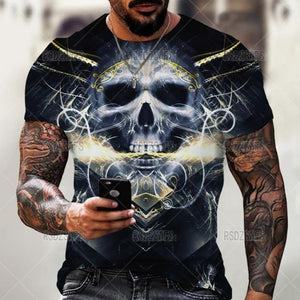 Summer Horror Skull 3D Print T Shirt For Men Tops Tees Men Clothing